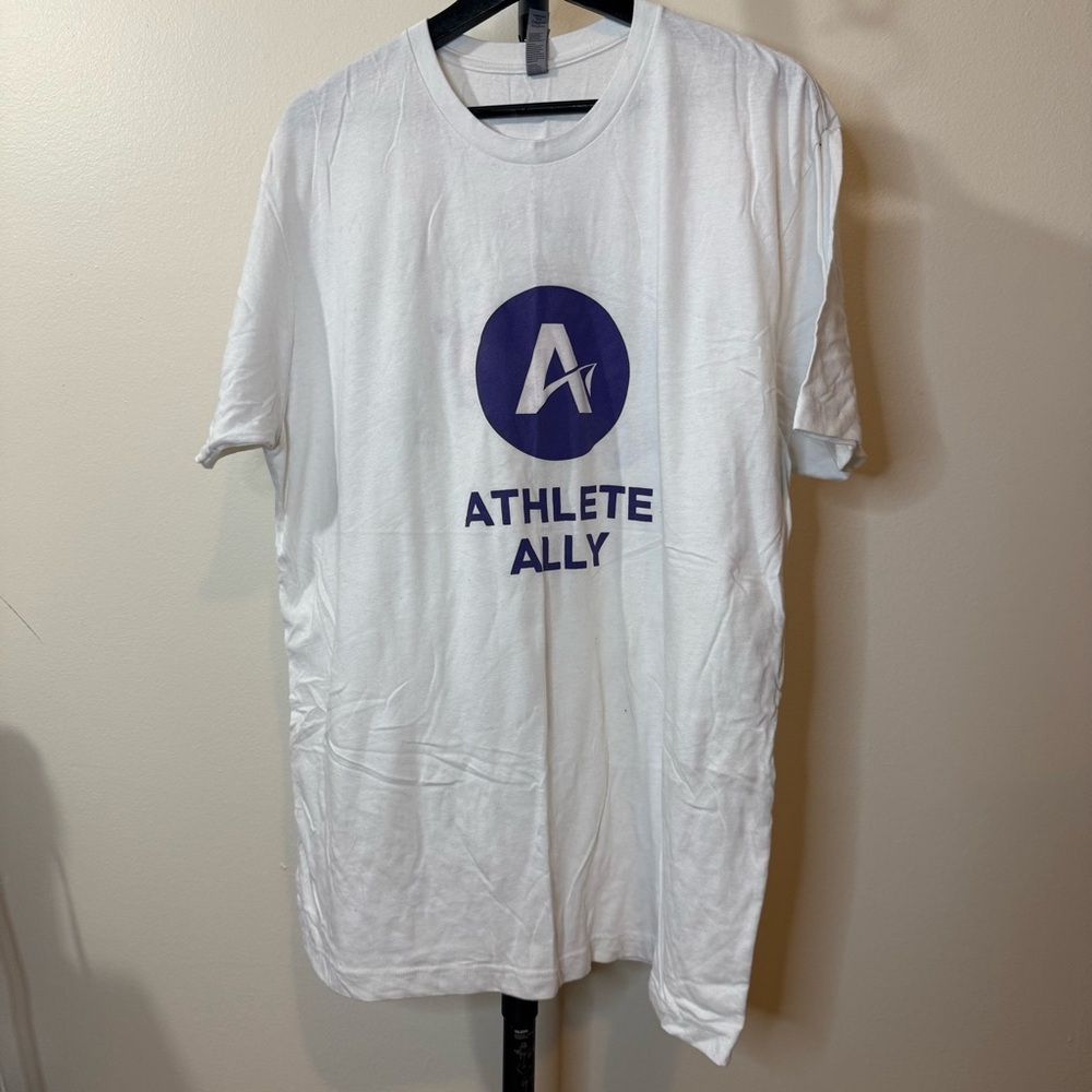 Next Level Apparel Athlete Ally White Tee with Purple Logo